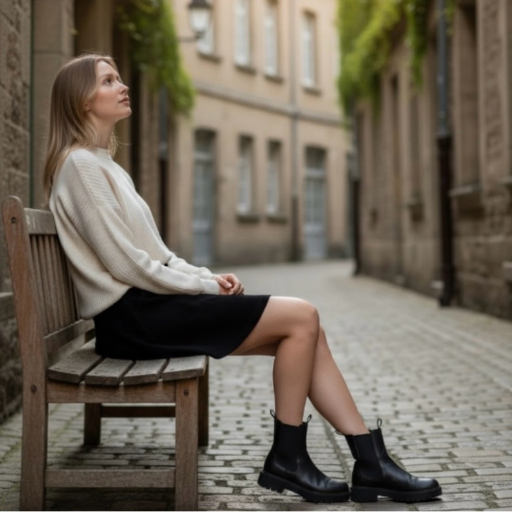 Eddie Bauer Black Fit & Flare Corduroy Skirt